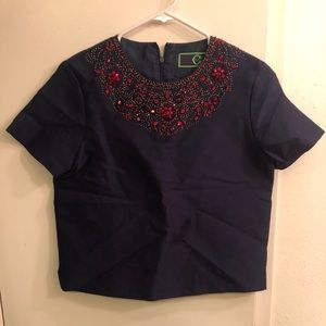 C. Wonder Embellished Tee in Indigo